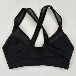 Alo Yoga Women’s XS Black Sports Bra Mesh Wireless Workout Pads Removed